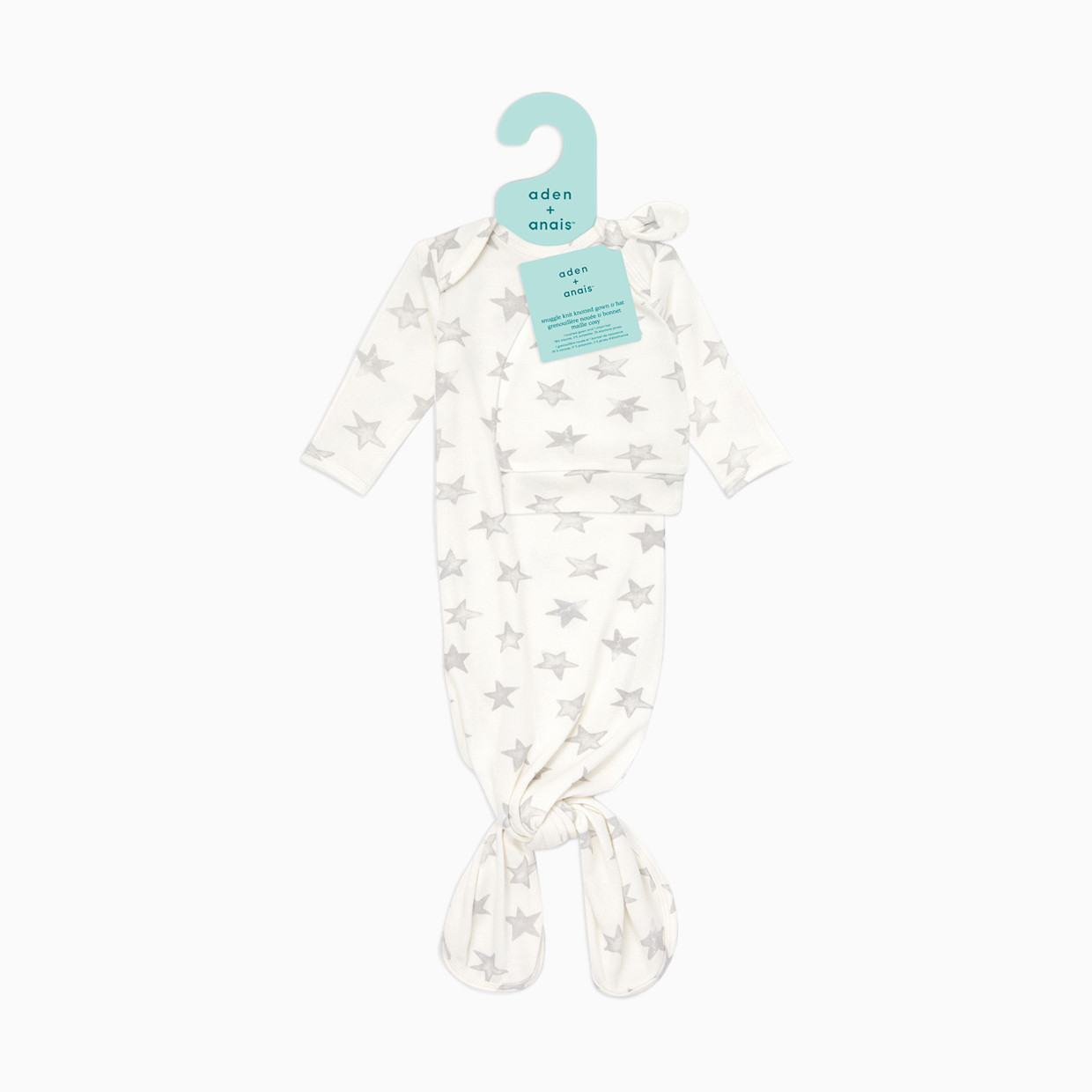Aden + Anais Snuggle Knit Knotted Gown and Hat Set - Star.