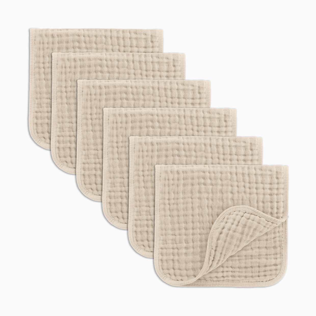 Comfy Cubs 6-Layer Muslin Burp Cloths Set - Sand, 6.