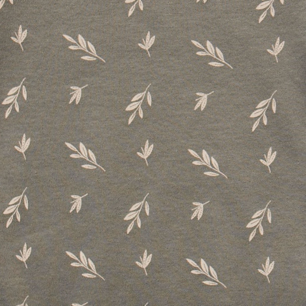 Tiny Kind Printed Short Sleeve Organic Cotton Bodysuit - Grey Leaf, Nb.