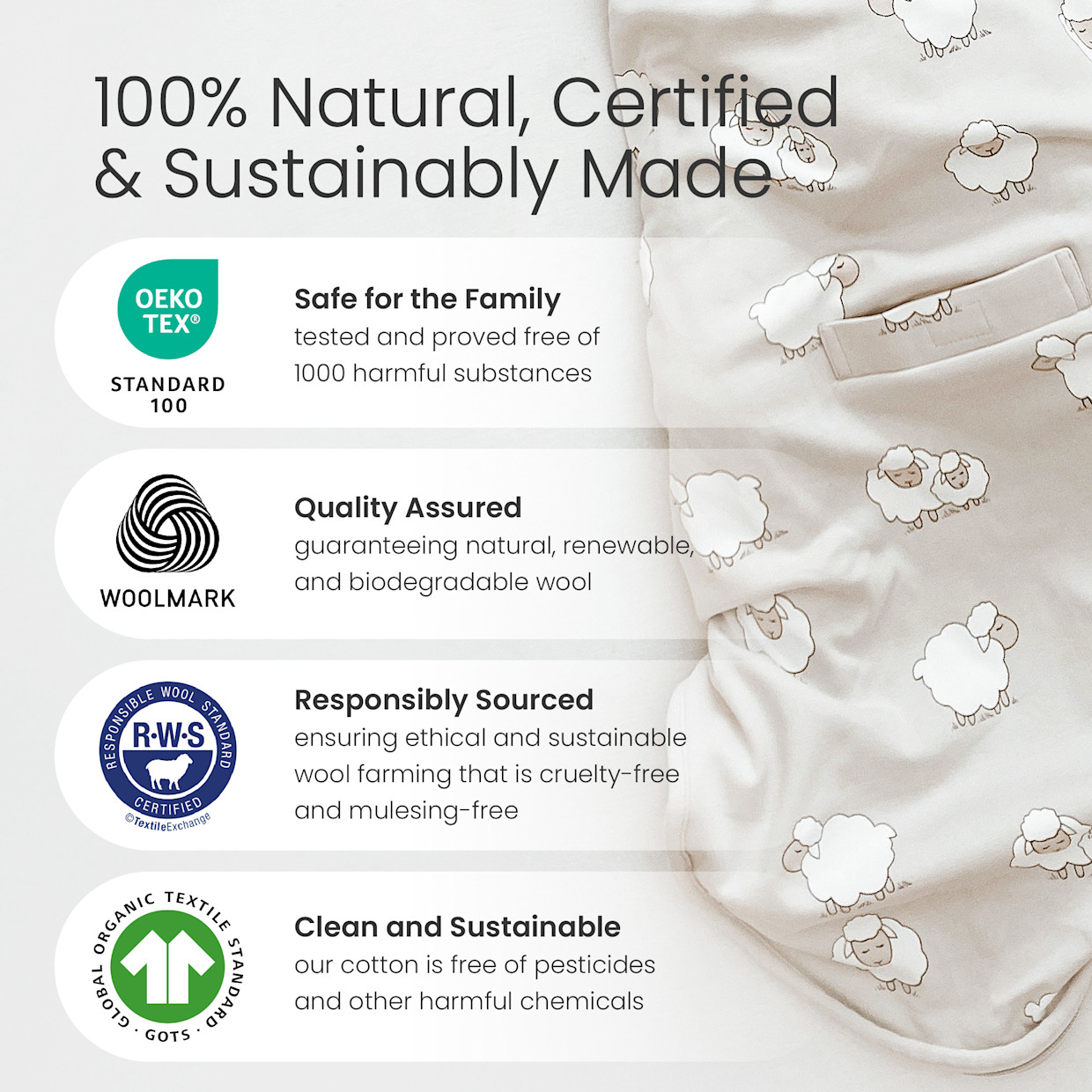 Woolino 4 Season Ultimate Baby Sleep Bag - Night Sky, 0-2 Years.