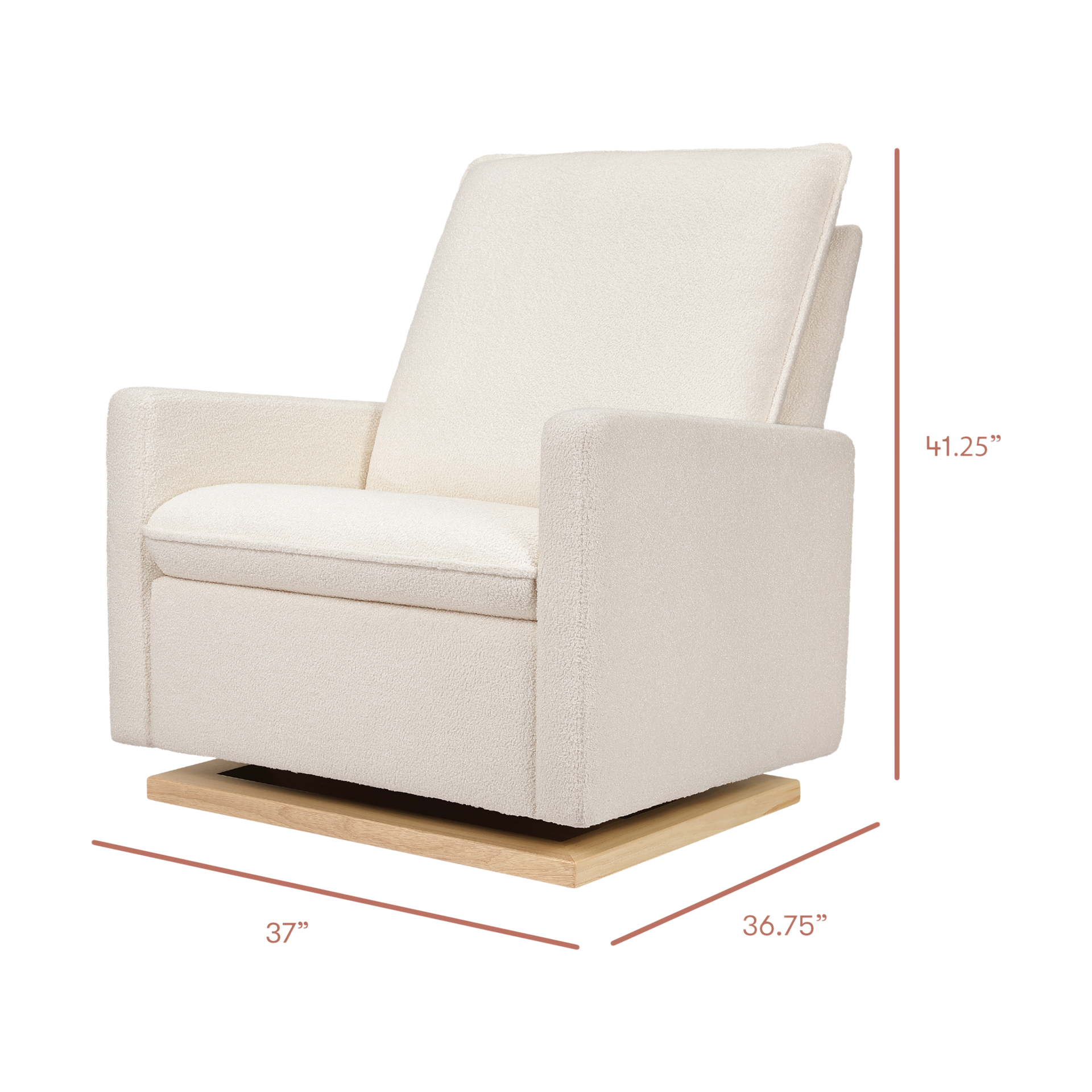 babyletto Cali Pillowback Chair and a Half Glider - Chantilly Fleece With Light Wood Base.