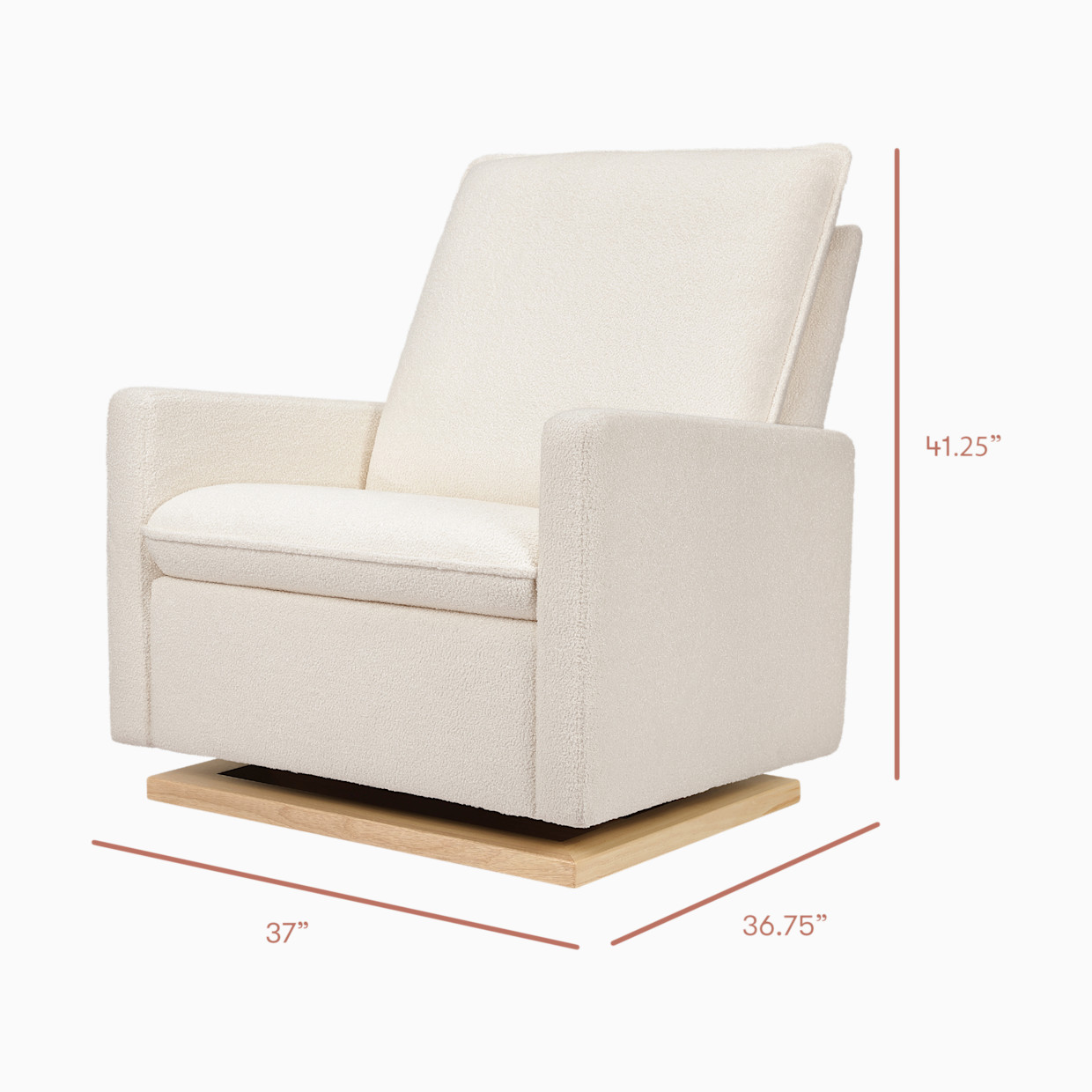 babyletto Cali Pillowback Chair and a Half Glider - Chantilly Fleece With Light Wood Base.