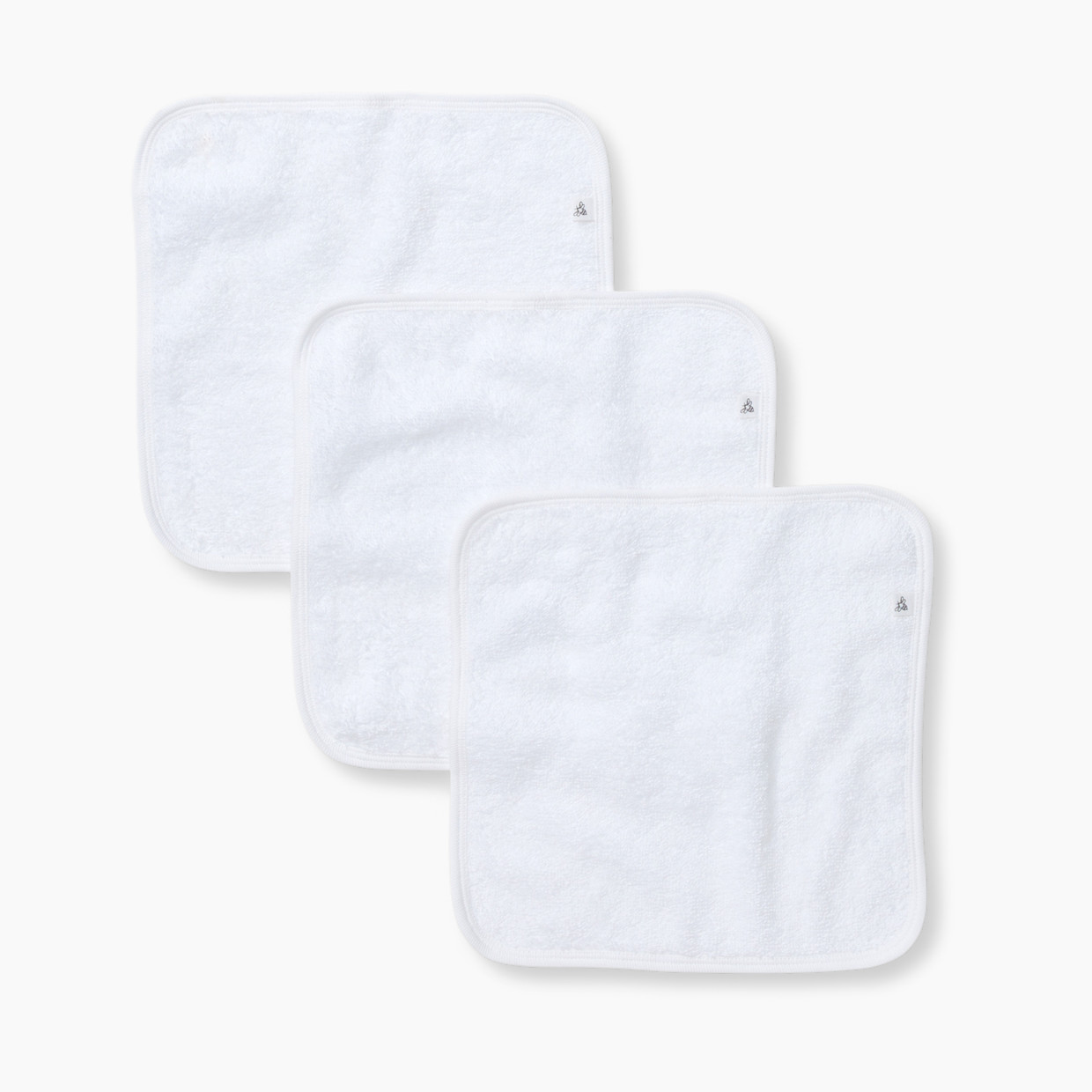 Burt's Bees Baby Organic Cotton Woven Terry Solid Washcloths (3 Pack) - Cloud White.