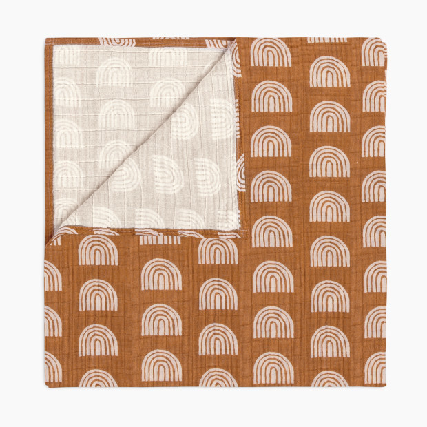 babyletto Swaddle in GOTS Certified Organic Muslin Cotton - Terracotta Rainbow.