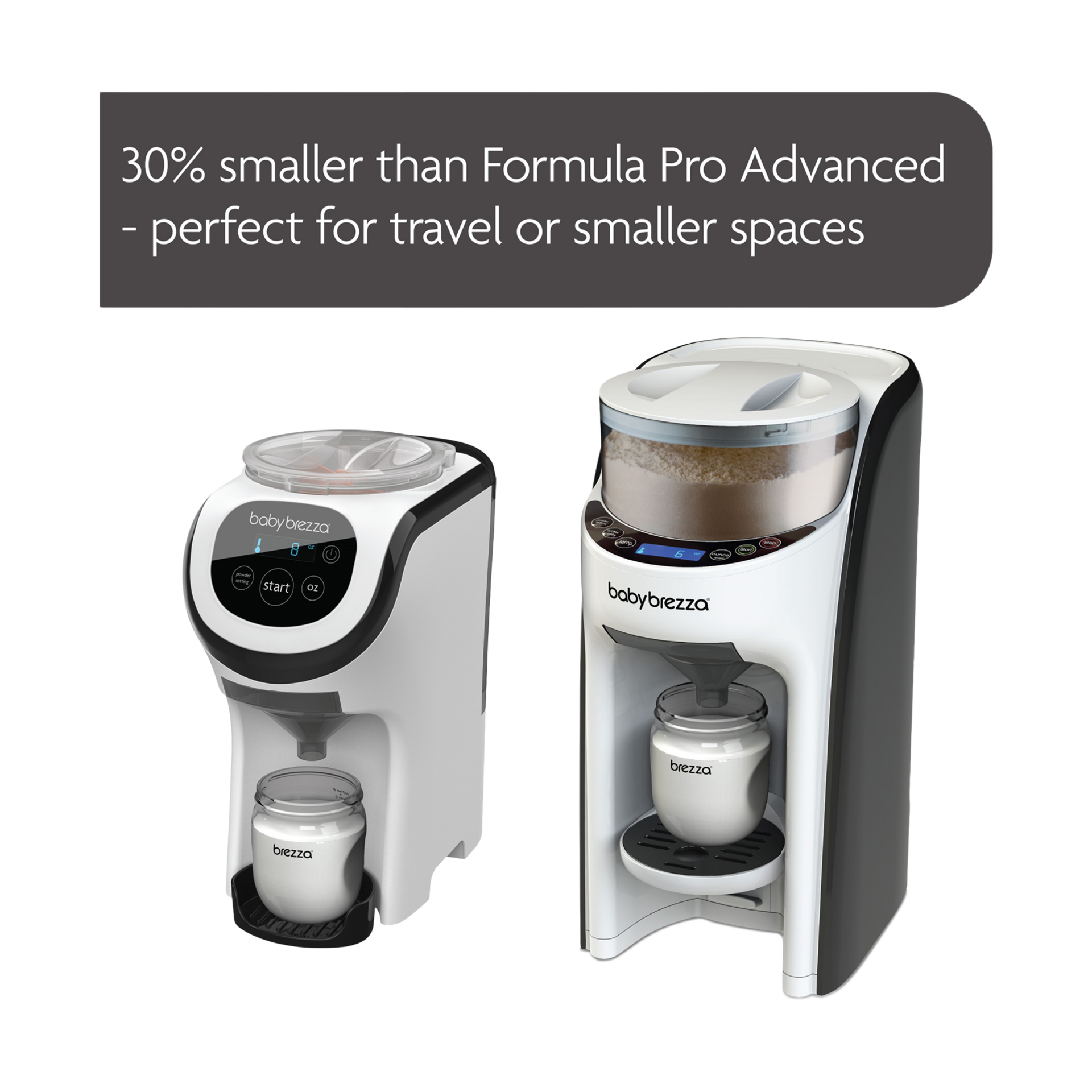 Baby Brezza Formula Pro Mini - White, Formula Pro Mini With Riser Stand.