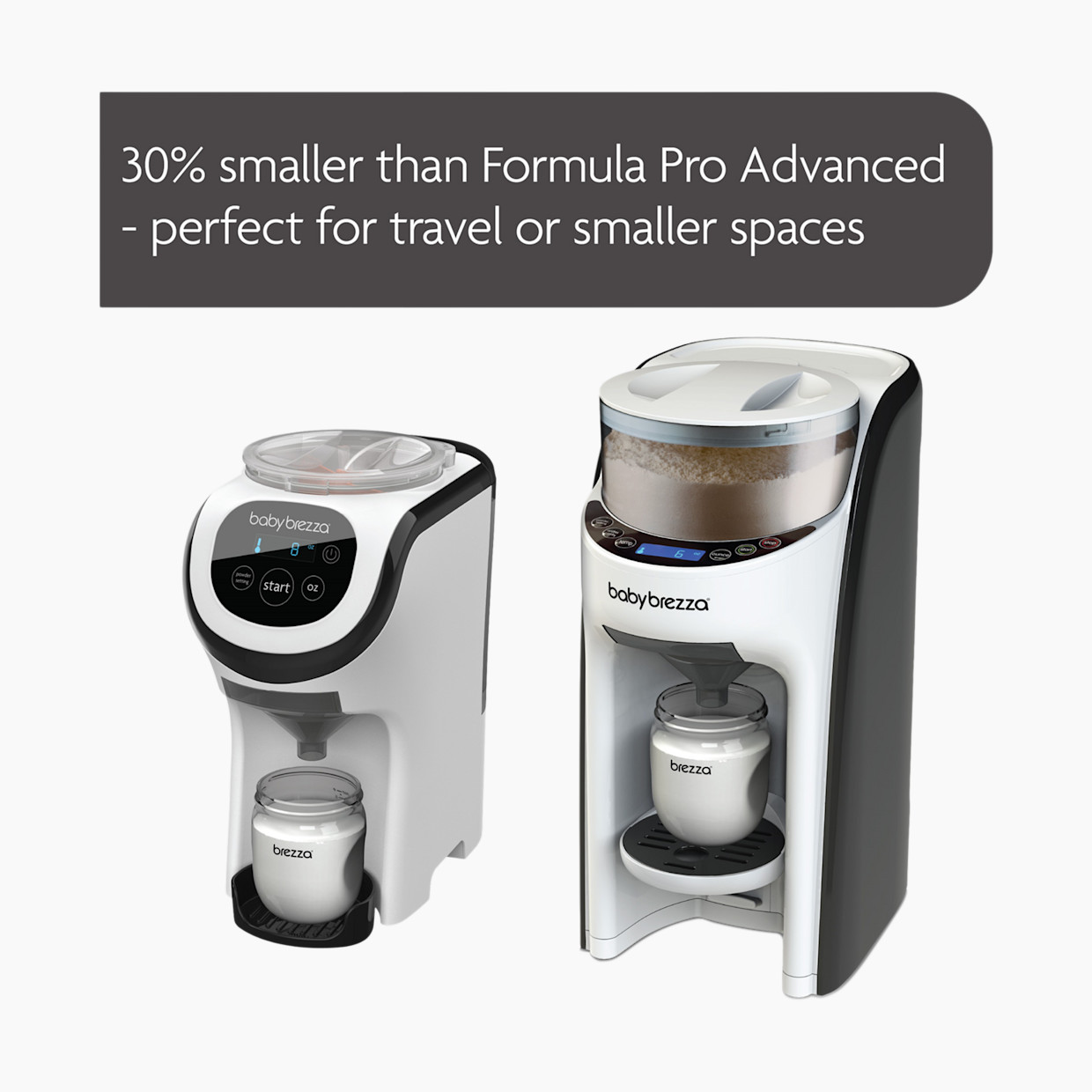 Baby Brezza Formula Pro Mini - White, Formula Pro Mini With Riser Stand.