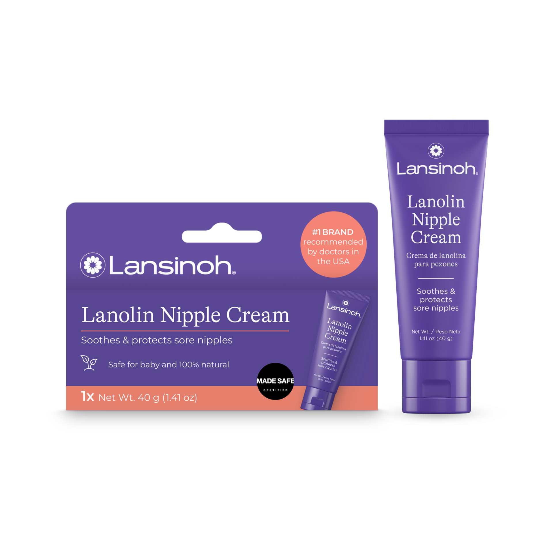 Lansinoh Lanolin Nipple Cream Safe for Breastfeeding Baby, 100% Natural, Breastfeeding Essentials, 1.41 oz HSA/FSA Eligible