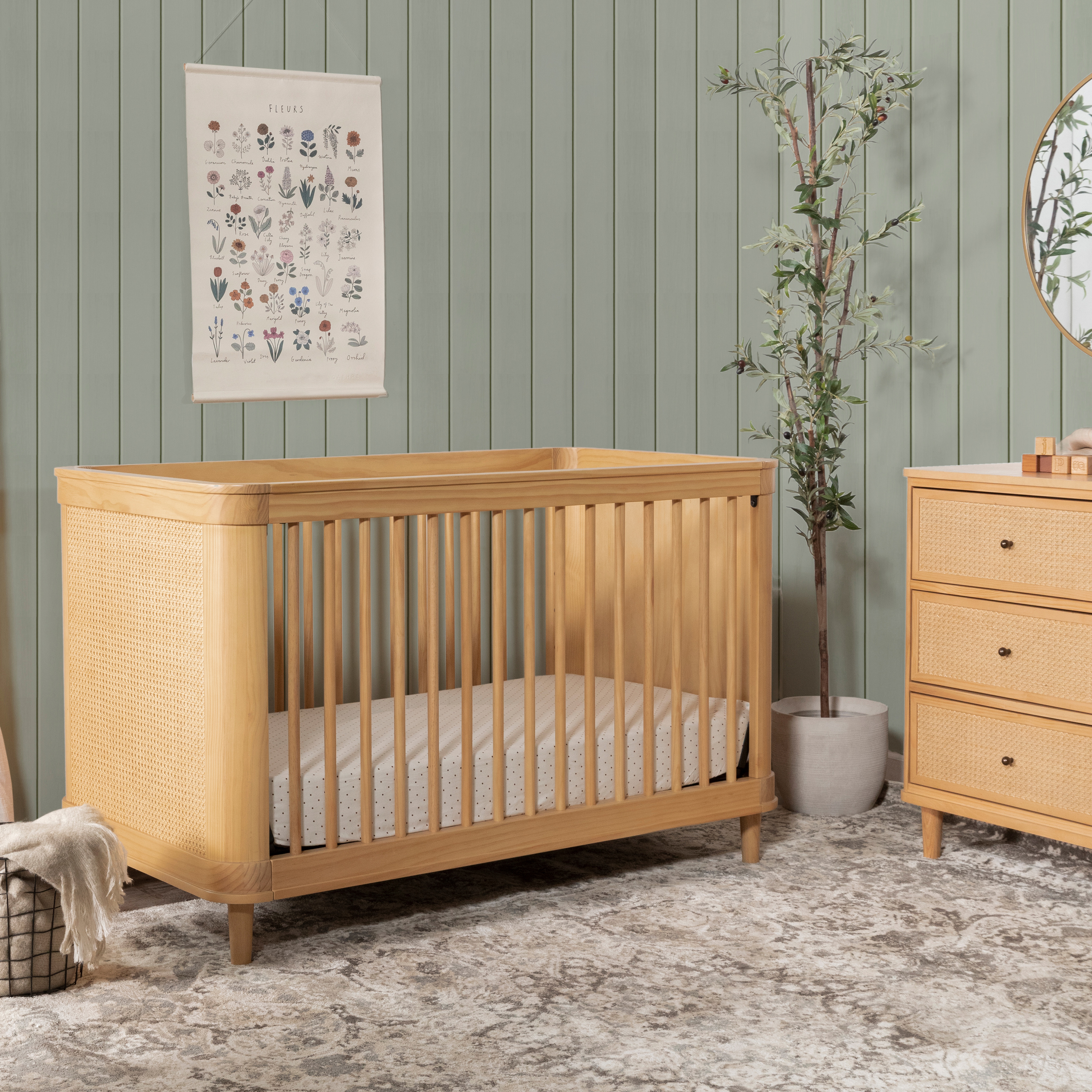 Namesake Marin 3-in-1 Convertible Crib - Honey/Honey Cane.
