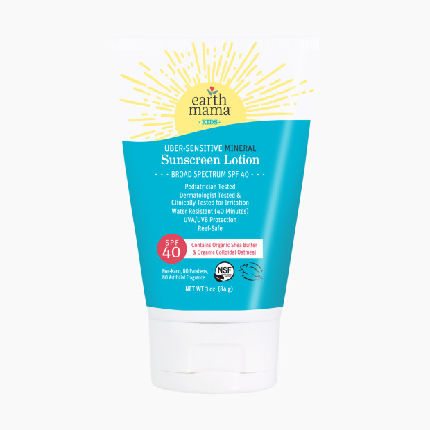 Earth Mama Kids Uber-Sensitive Mineral Sunscreen Lotion SPF 40.