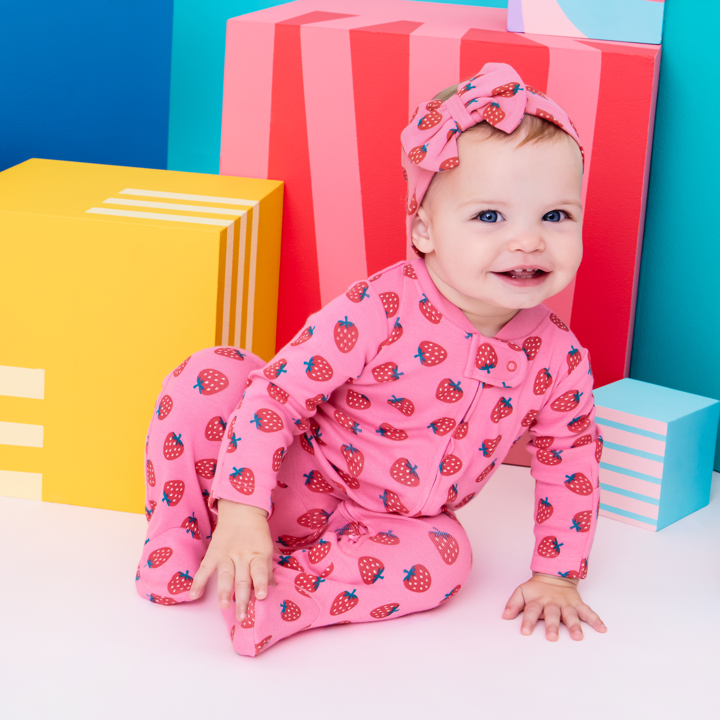 Small Story Organic Cotton 2-Way Zip Footie (2 Pack) - Berry Sweet, 3-6 M.