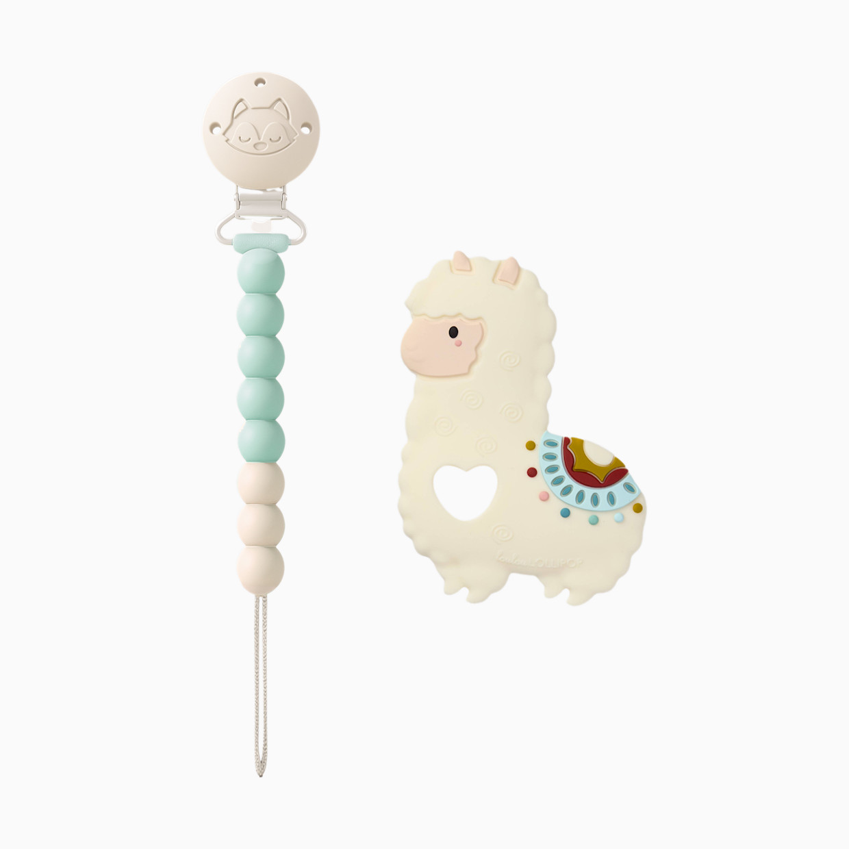 Loulou Lollipop Pacifier Clip Teether Set - Llama.