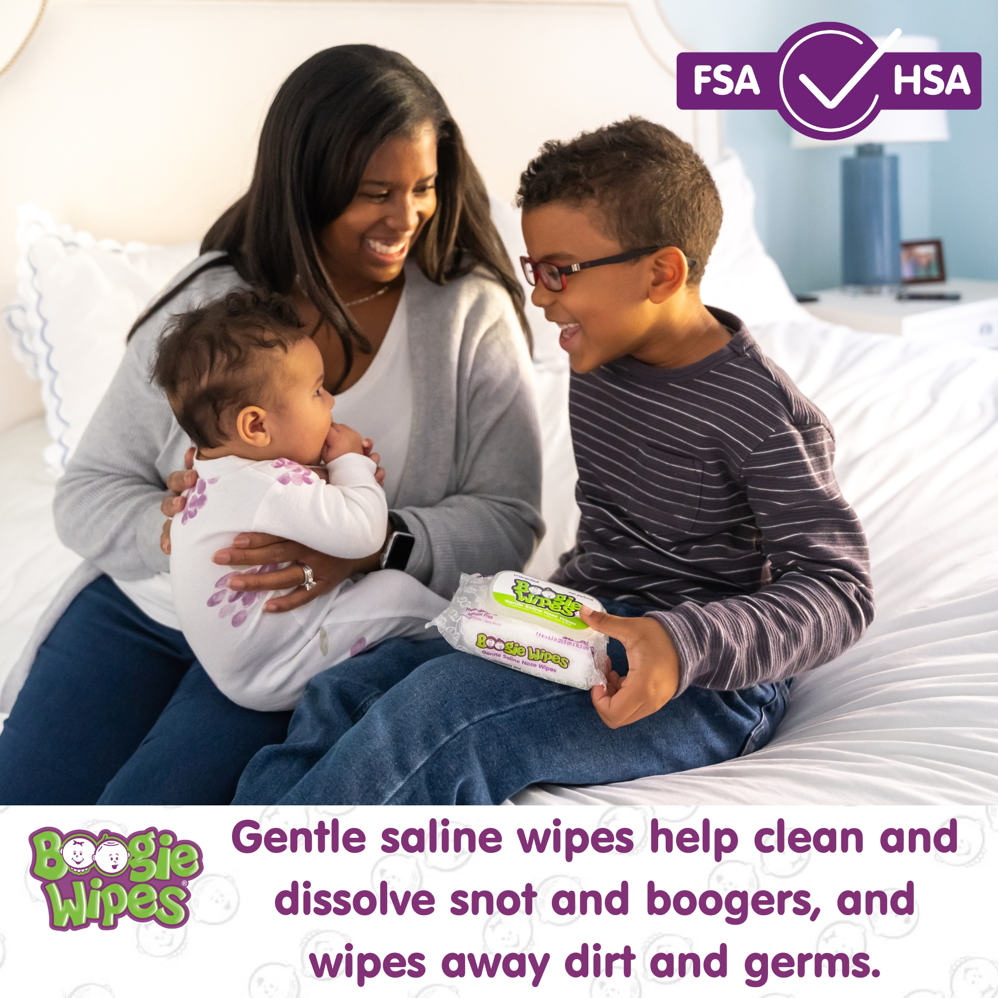 Boogie Boogie Wipes Saline Nose Wipes (6 Pack).