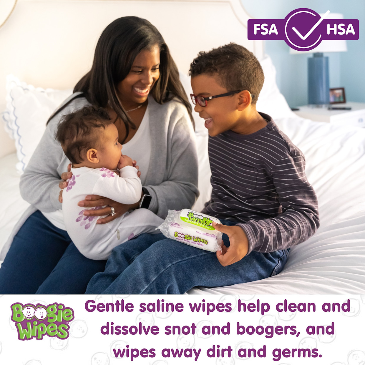 Boogie Boogie Wipes Saline Nose Wipes (6 Pack) - White, Unscented, 30.