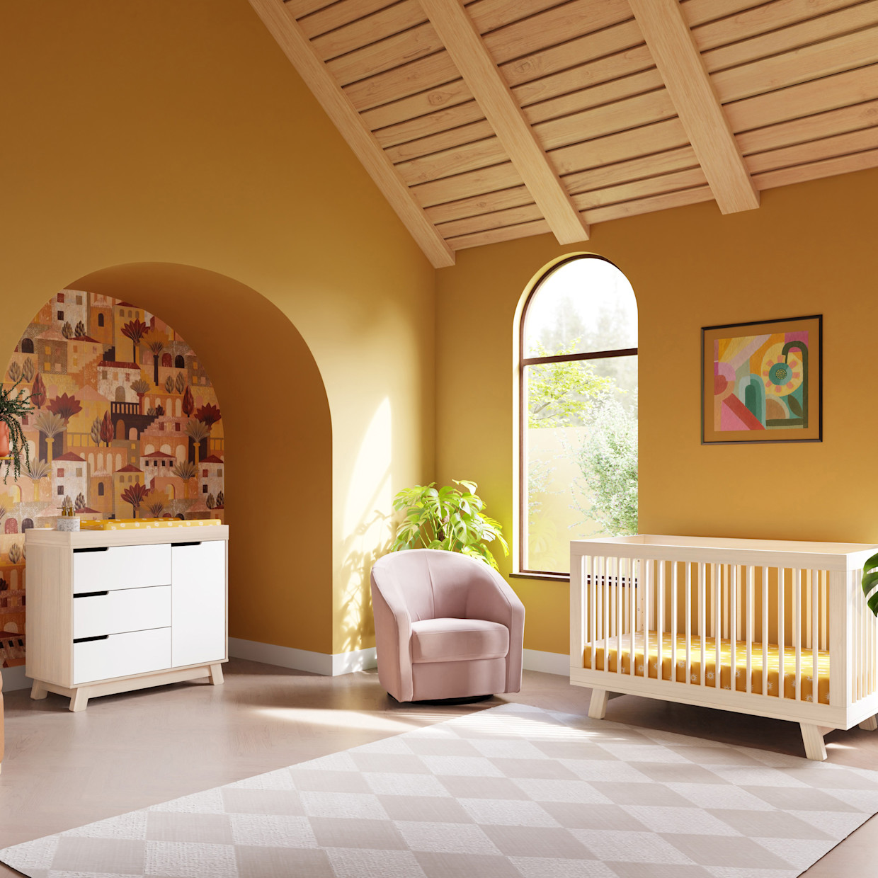 babyletto Hudson 3-Drawer Changer Dresser - Washed Natural / White.