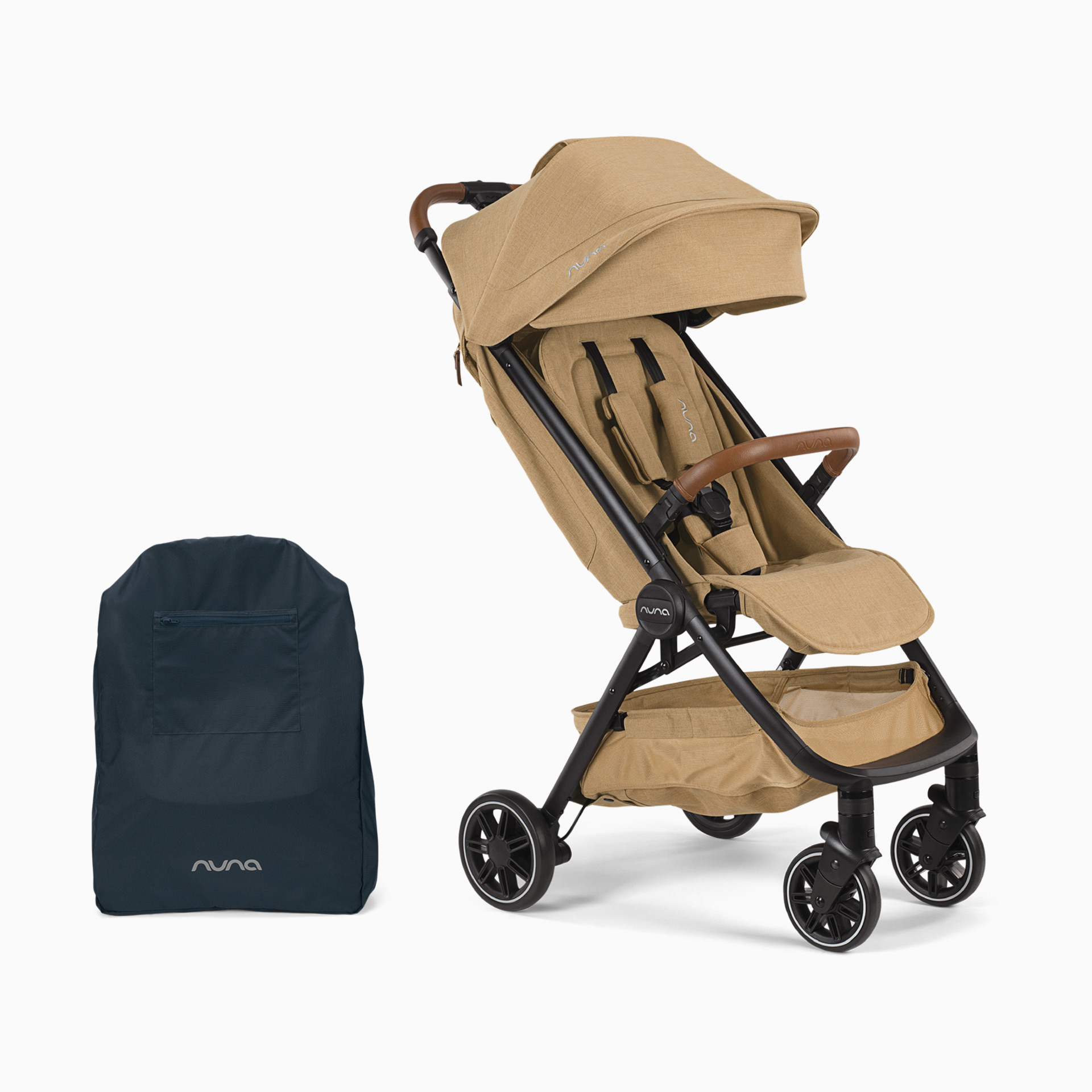 Nuna TRVL Easy Fold Compact Stroller & Carry Bag - Caviar/Cognac