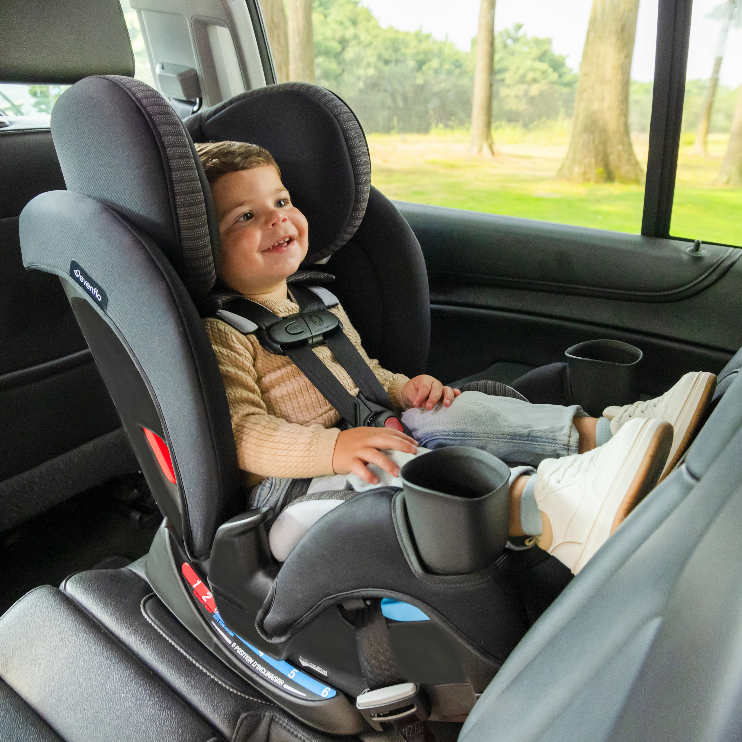 Evenflo All4Stages Slim+ 4-in-1 Convertible Car Seat - Tybee Black.
