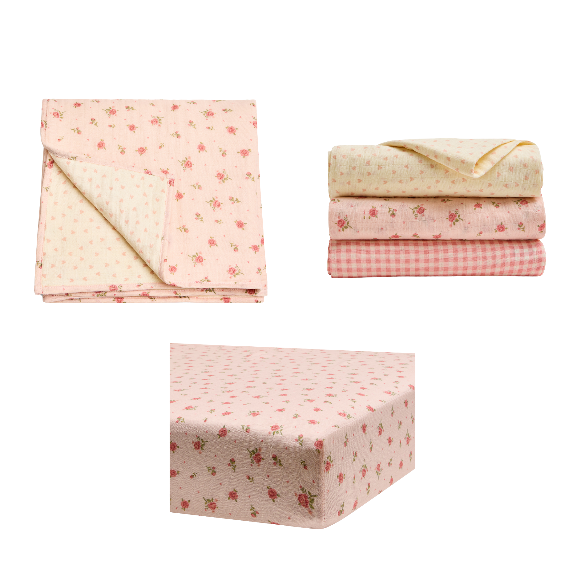 Tiny Kind Organic Cotton Muslin Nursery Gift Set.