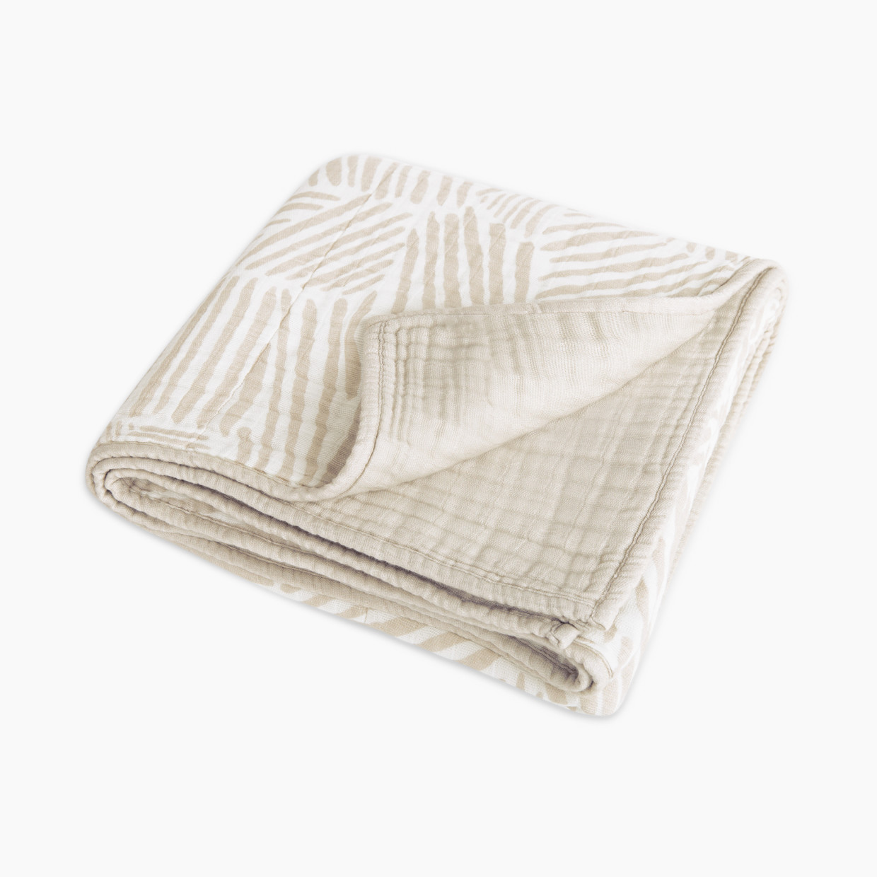 babyletto Quilt in 3-Layer GOTS Certified Organic Muslin Cotton - Oat Stripe.