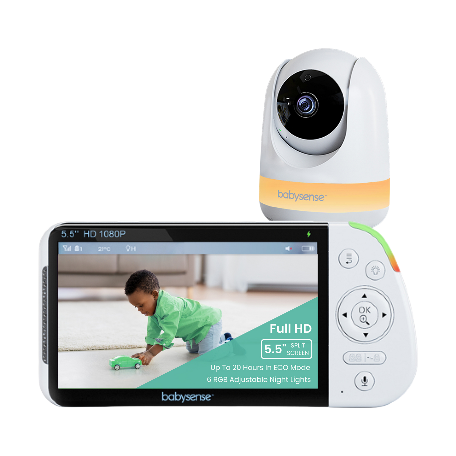 Babysense 1080p Full HD Split-Screen Baby Monitor.