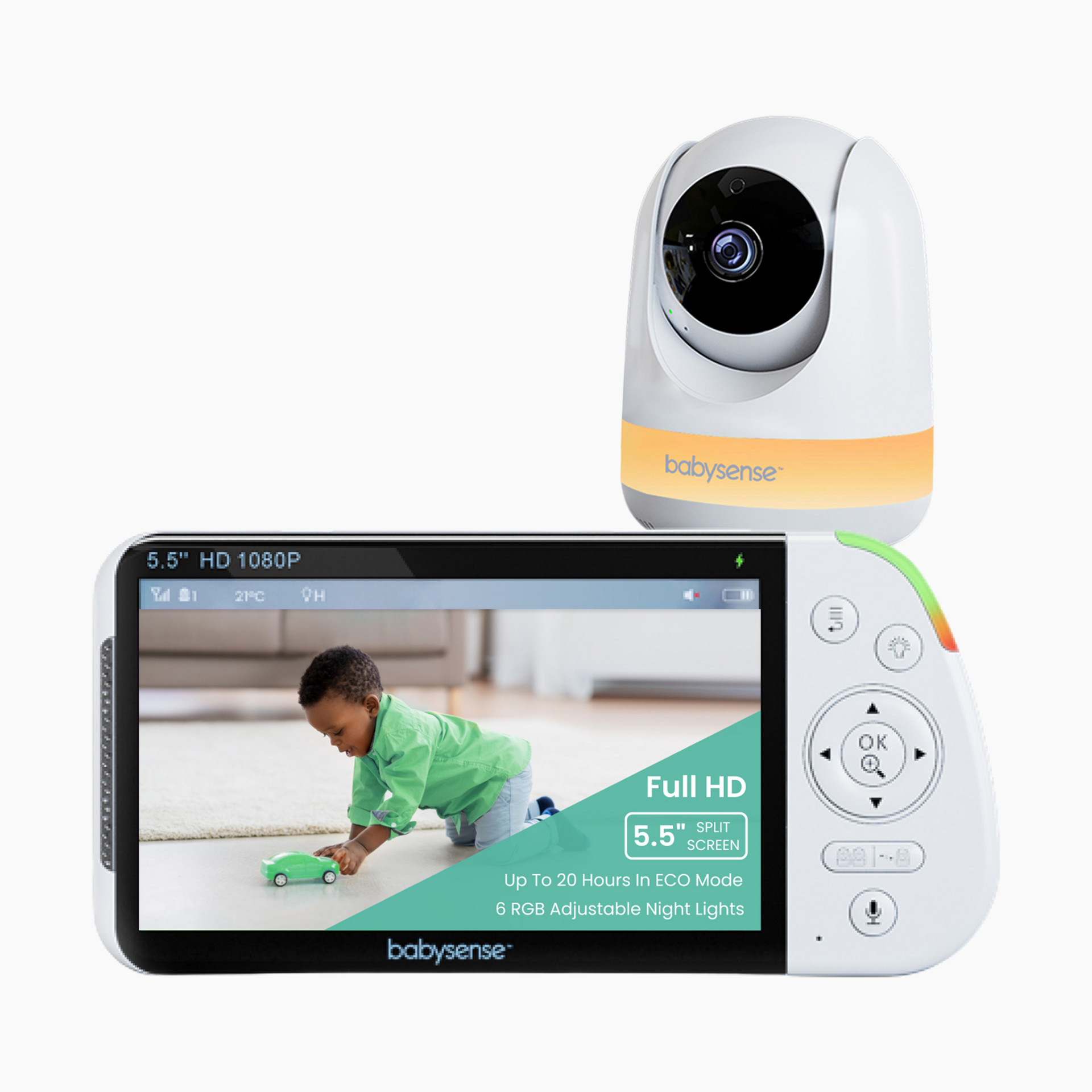 Babysense HDS2: Best Baby Monitor with Camera & Split Screen HD Display