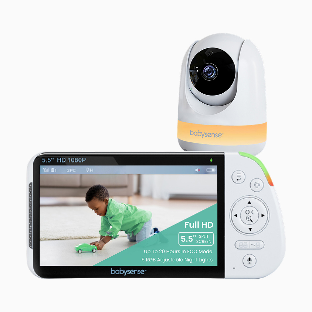 Babysense MaxView 1080p Full HD Split-Screen Baby Monitor - 1 Camera.