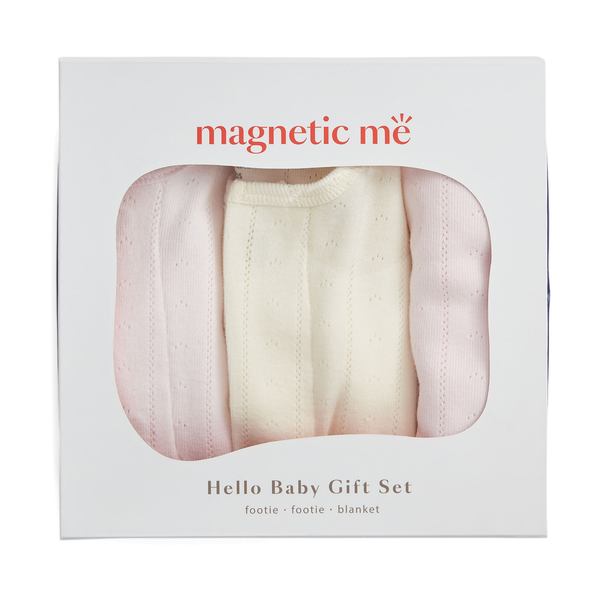 Magnetic Me Pointelle Organic Magnetic 3 Piece Gift Set - Cotton Candy Pointelle, Newborn.