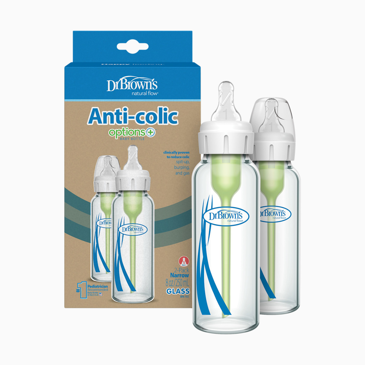 Dr. Brown's Anti-colic Options+ Narrow Glass Baby Bottle - 8 Oz, 2.