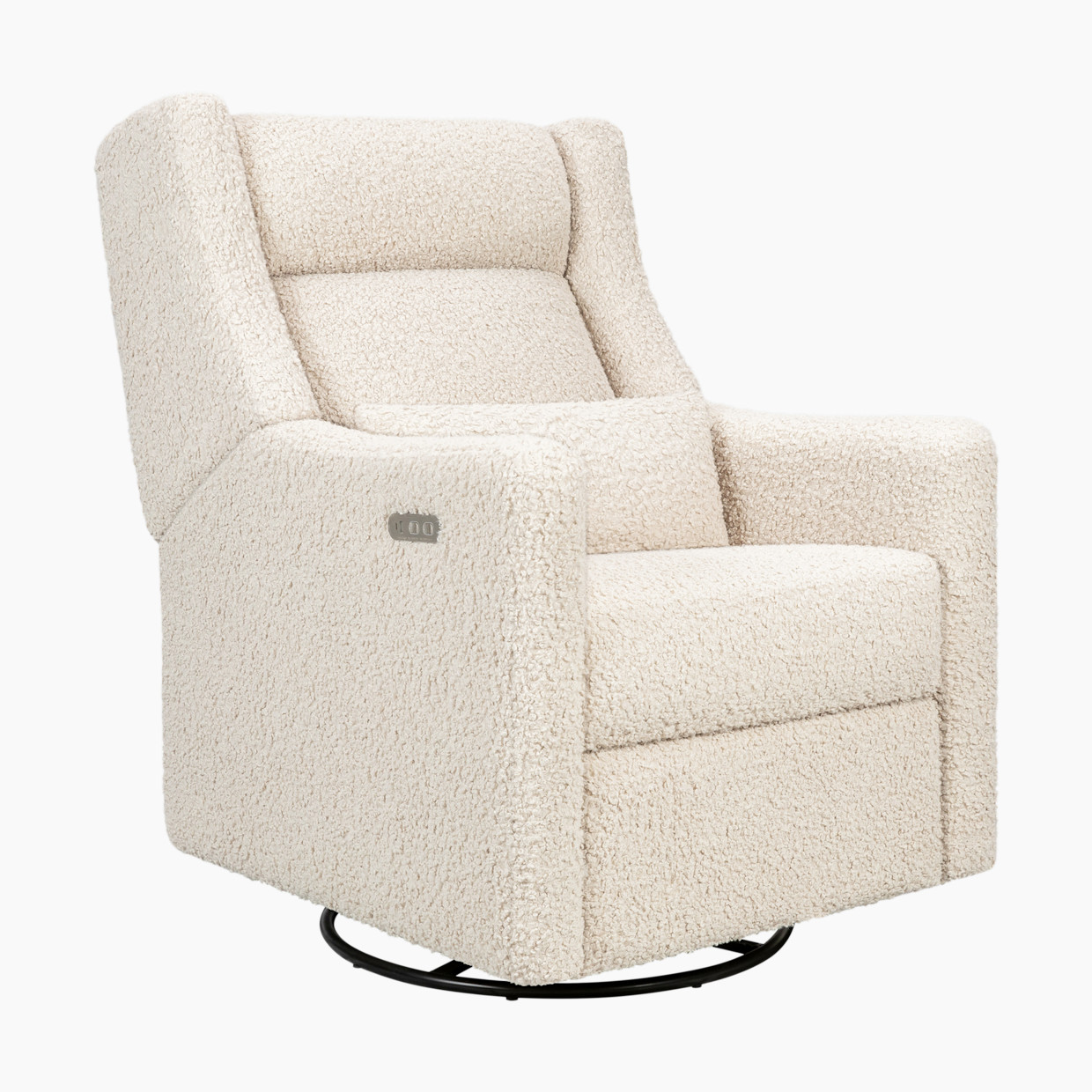 babyletto Kiwi Plus Power Recliner and Swivel Glider - Almond Teddy Loop.