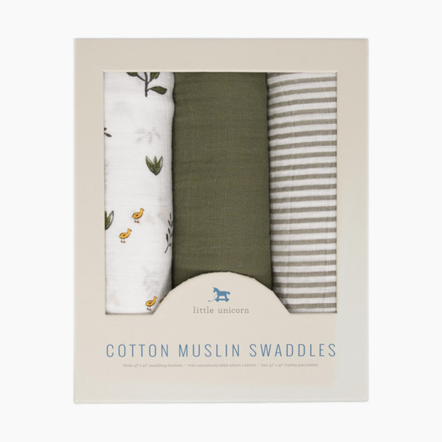 Little Unicorn Cotton Muslin Swaddle Blanket 3 Pack - Forest Friends 2.