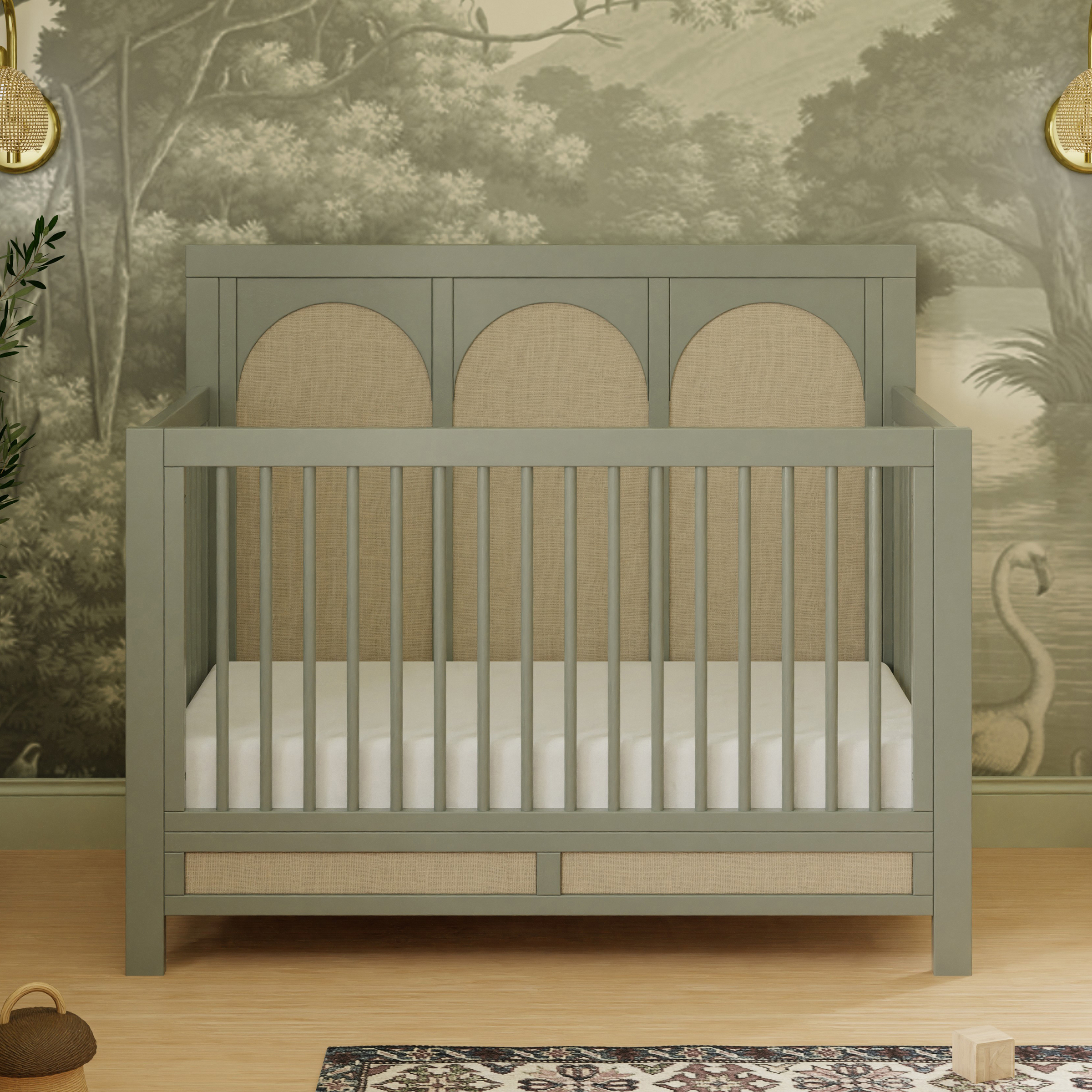 Namesake Eloise 4-in-1 Convertible Crib - French Sage And Performance Sand Eco-Weave.