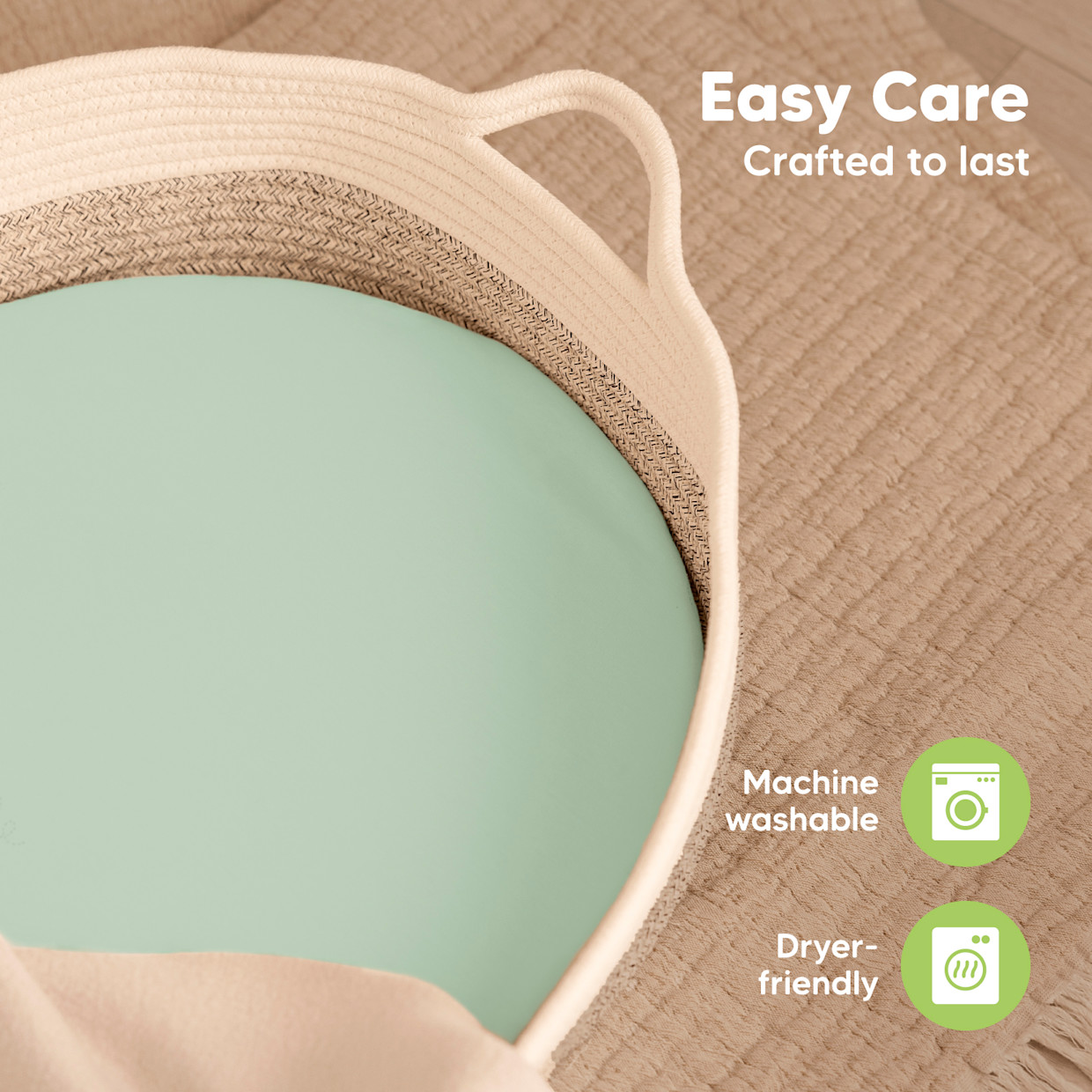 KeaBabies Isla Fitted Bassinet Sheets (2 Pack) - Sage.