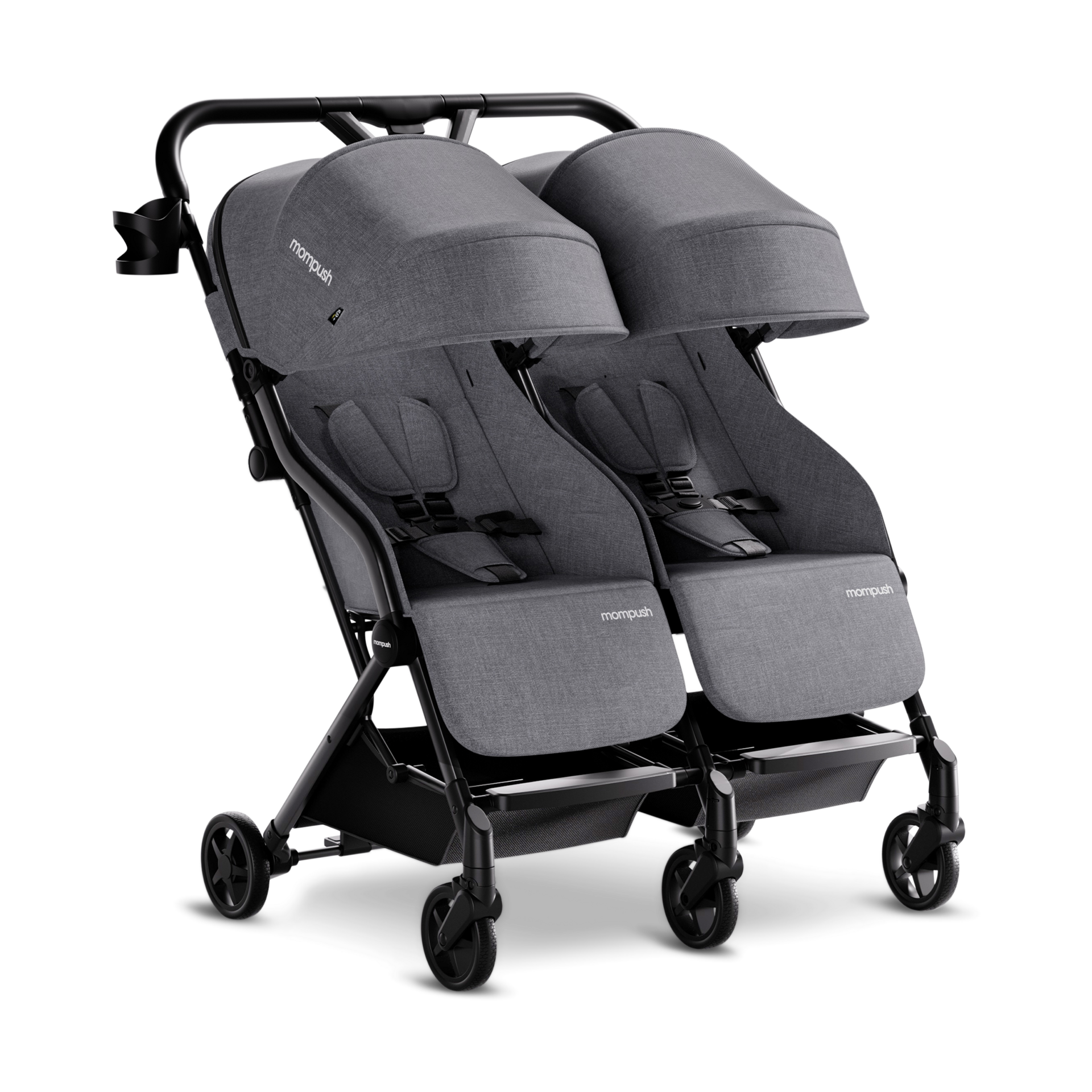 Mompush Lithe Double Stroller - Gray.