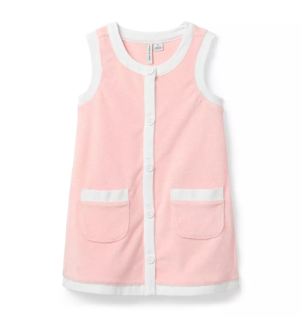 Terry Button Swim Cover-Up.