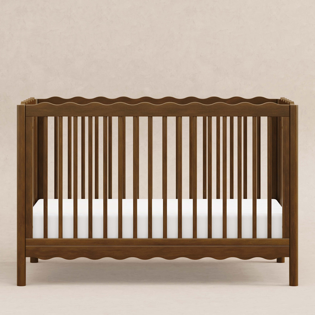 babyletto Swell 4-in-1 Convertible Crib with Conversion Kit - Natural Walnut.