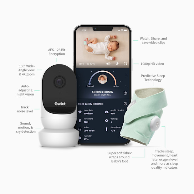 Owlet Dream Duo 2 Travel Bundle Smart Baby Monitor.