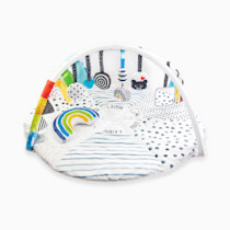 Sassy Stages STEM Developmental Play Gym, Sensory Tummy Time Activity Play Mat w/Built-in Instructions, Ultra Plush & Machine Washable Playmat for Babies & Toddlers, 0+ Months