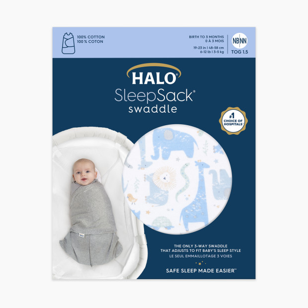 Halo SleepSack Swaddle cotton - Blue Safari, Small.