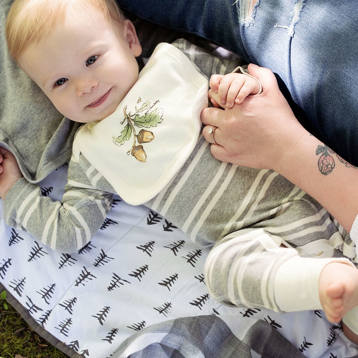 Burt's Bees Baby Reversible Organic Cotton Jersey Knit Blanket Pine