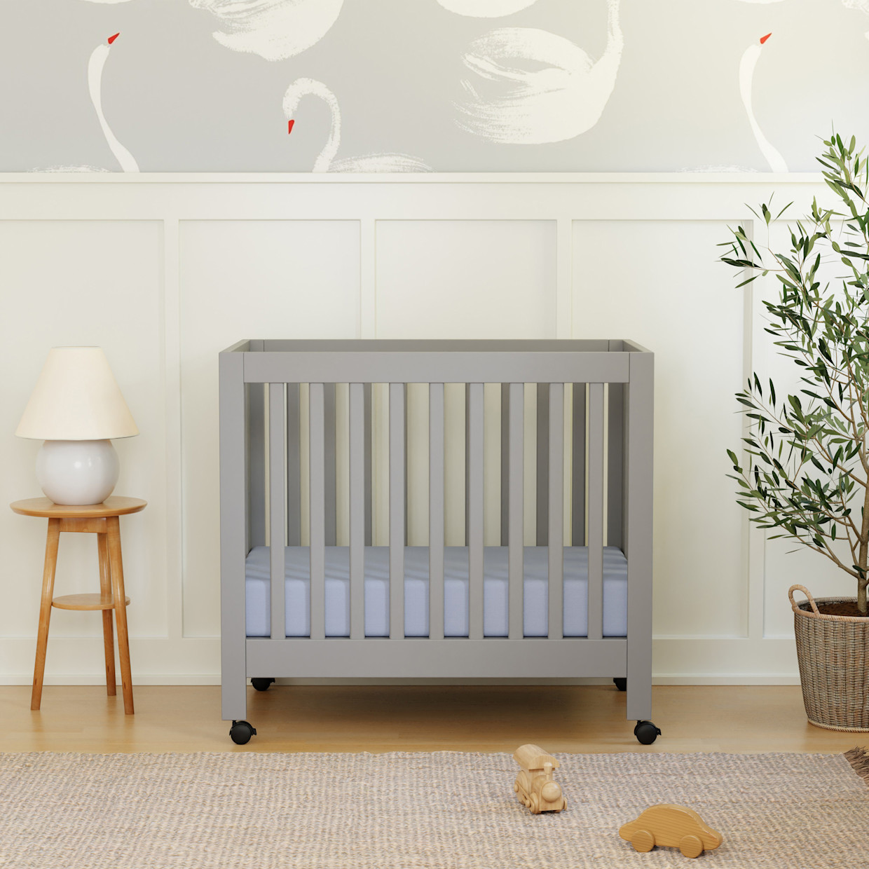babyletto Origami Mini Crib - Grey.