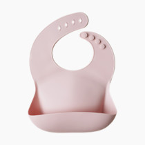 mushie Silicone Baby Bib | Adjustable Fit Waterproof Bibs (Blush)