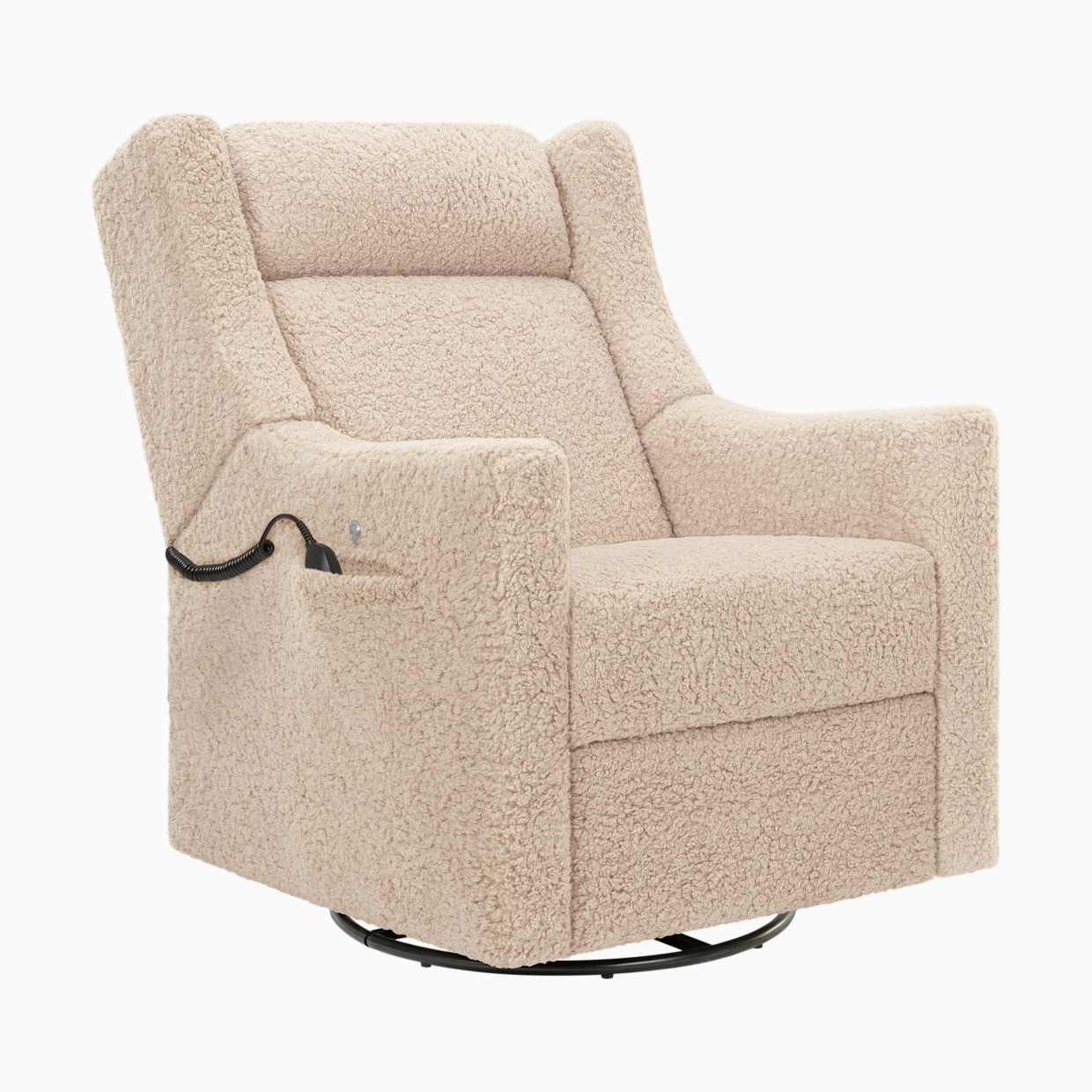 babyletto Kiwi Deluxe Power Recliner and Swivel Glider with Heat and Massage - Chai Shearling.