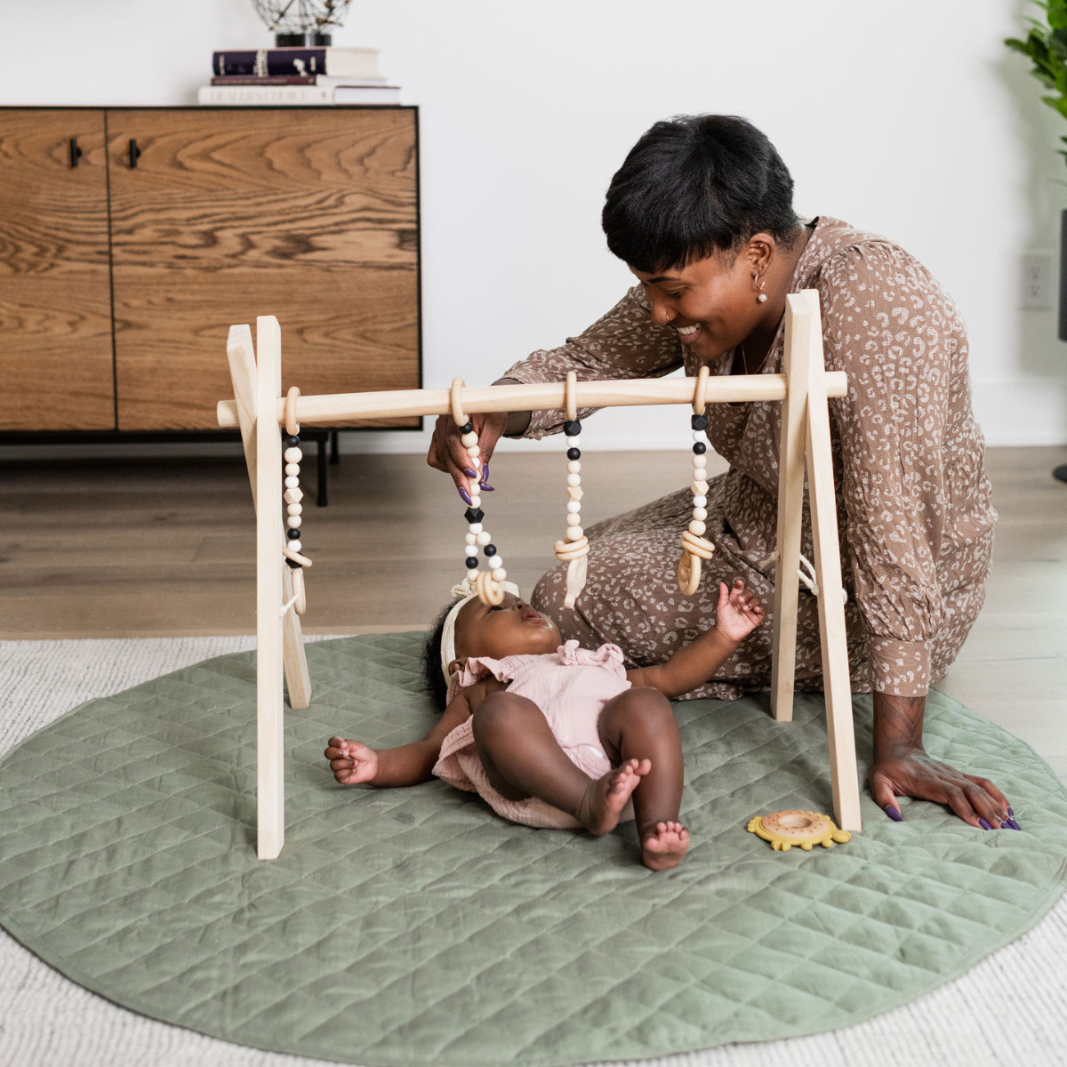 Poppyseed Play Wooden Baby Gym - Black Toys.