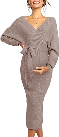 Chang Yun  Maternity Nursing Dress Sweater Dress for Women Wedding Guest Dress Baby Shower Maternity Photoshoot Outfits .