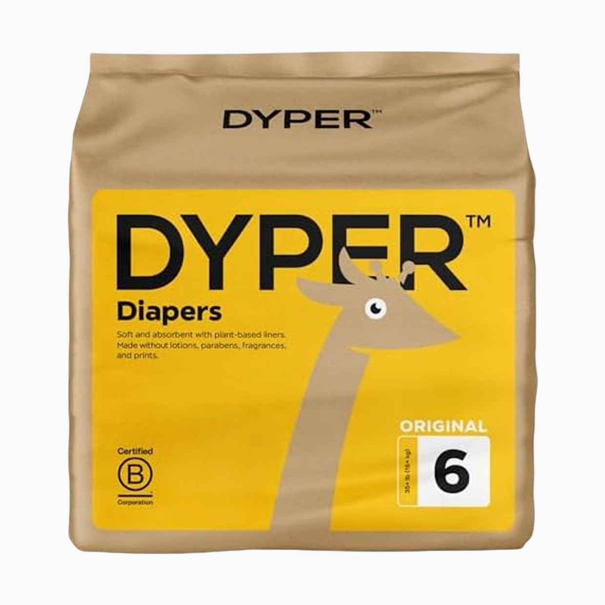 DYPER Simply Kind Diapers - Single Pack - Size 6, 18 Count.