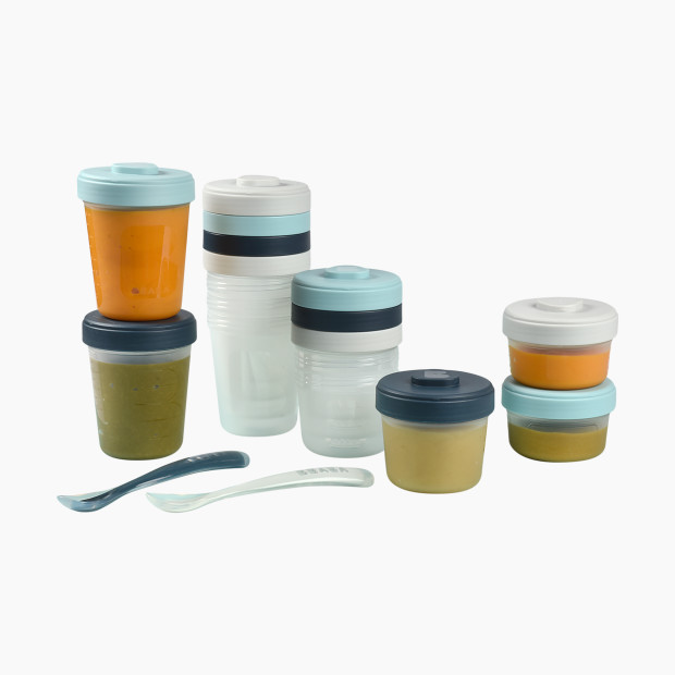 Beaba Clip Containers (Pack of 12) + Spoons - Rain.