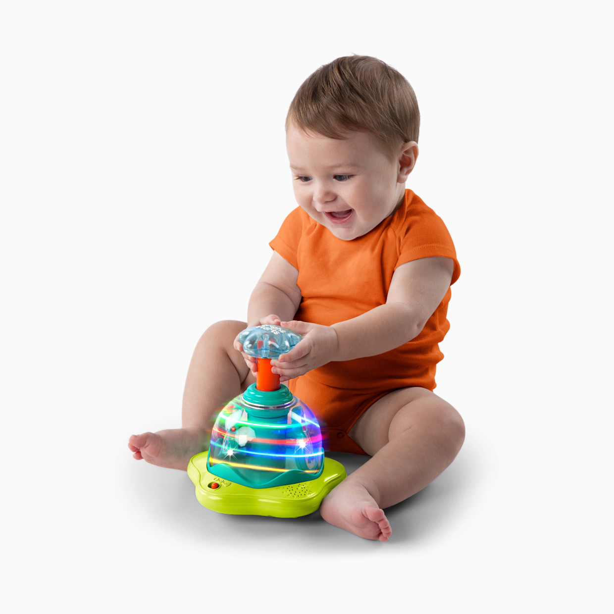 Bright Starts Press & Glow Spinner Cause and Effect Musical Baby Toy.
