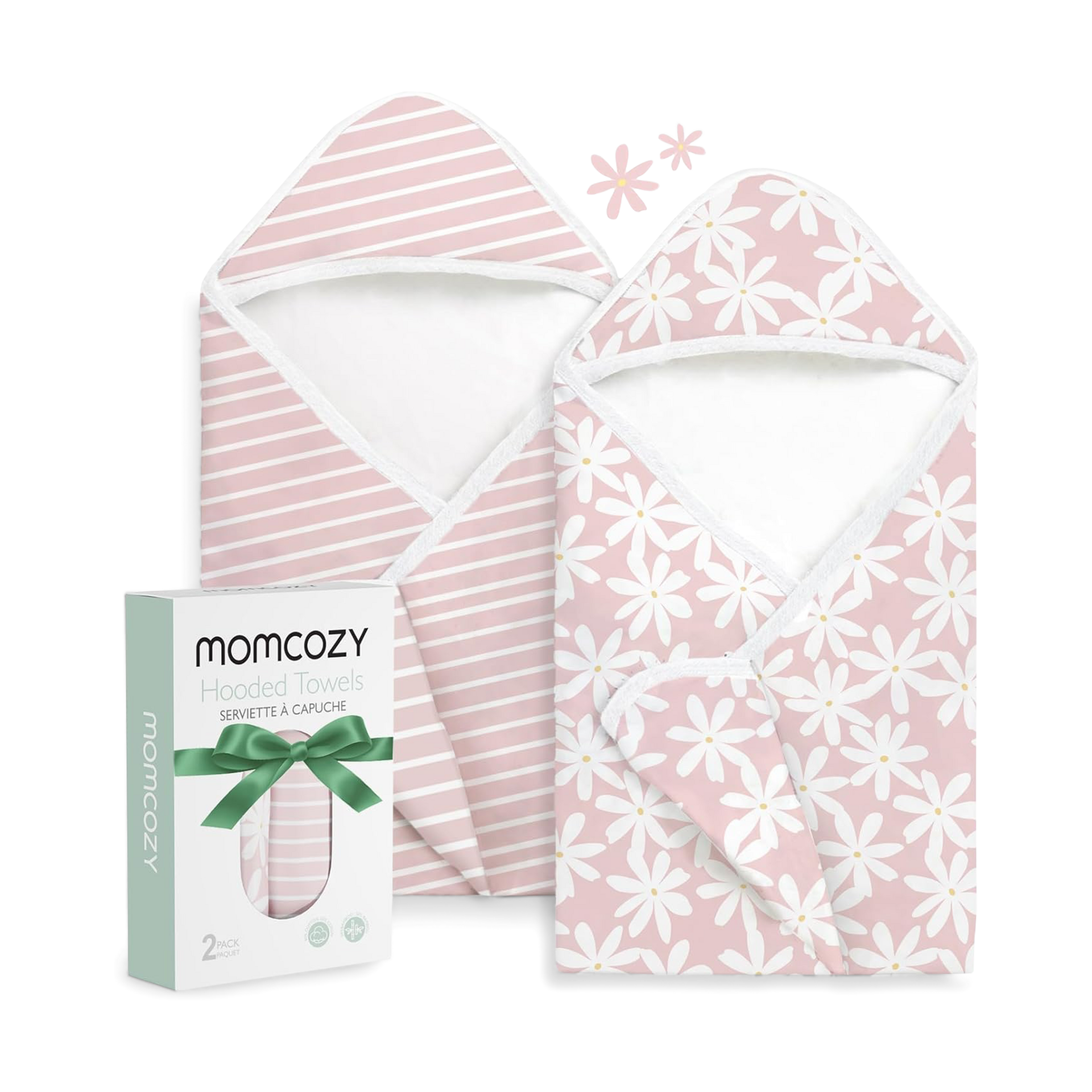 Momcozy Baby Towels, Soft Absorbent Bath Towel for Newborn&Toddler,Flower