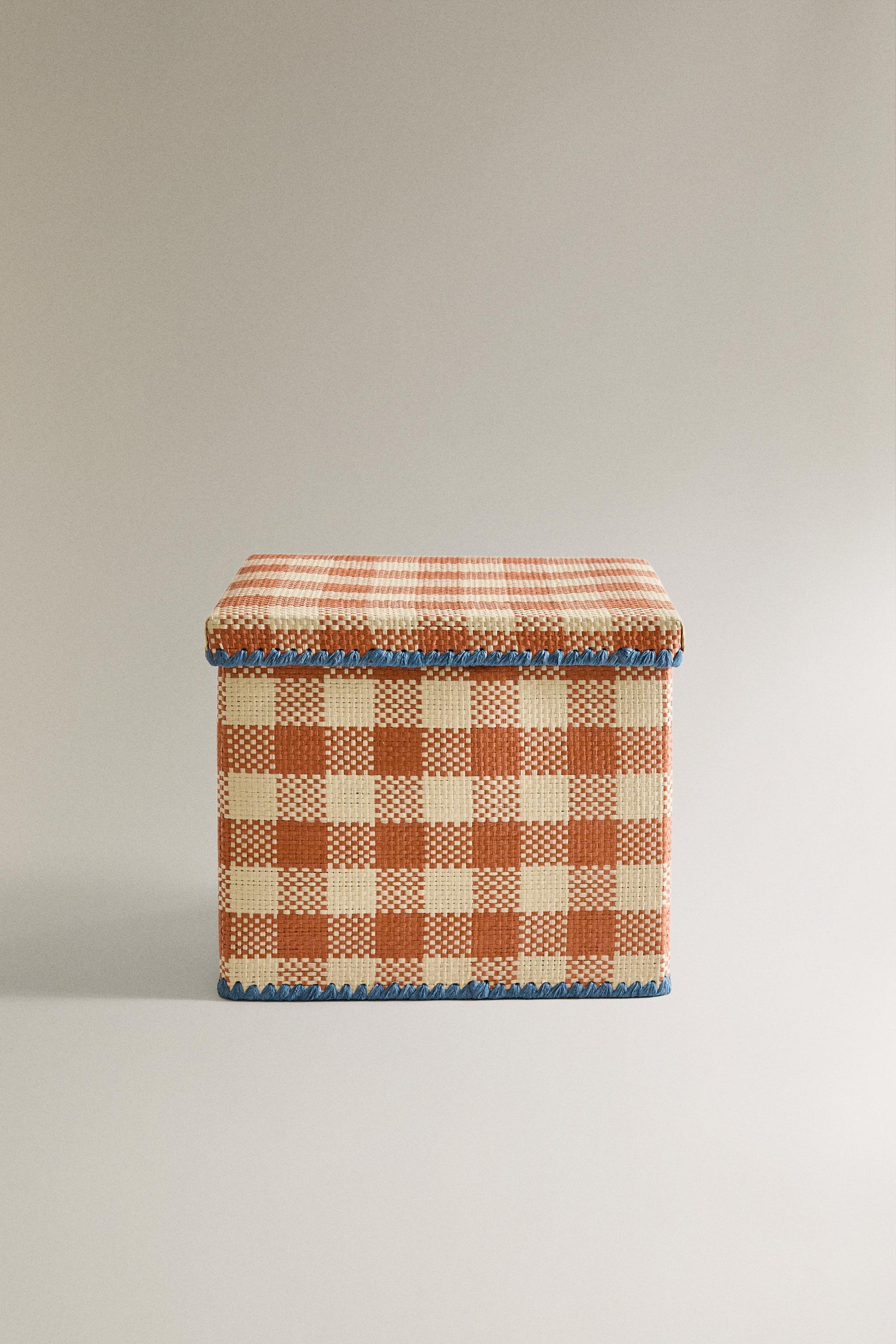 Kids Foldable Checkered Basket.