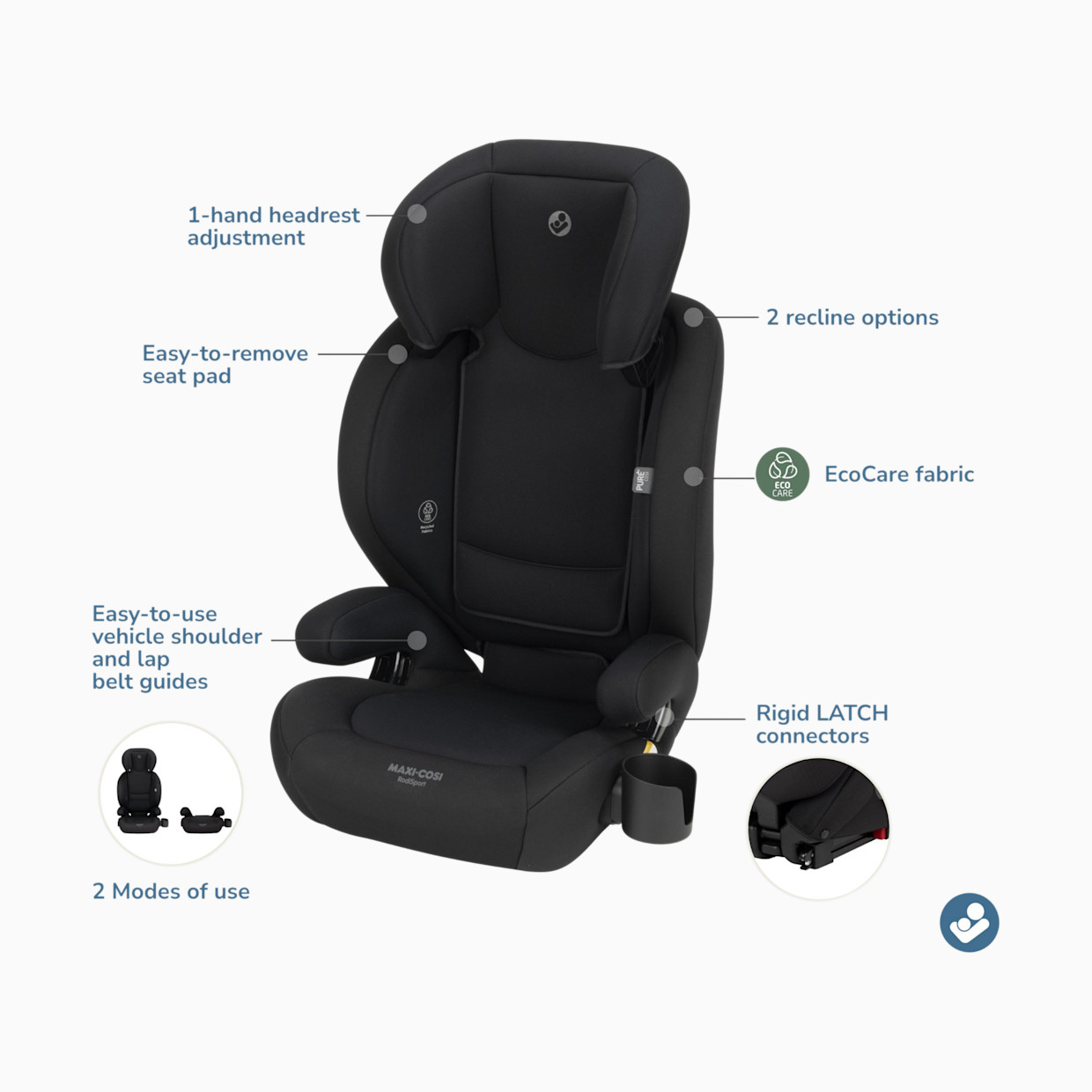 Maxi-Cosi Rodi Sport Booster Car Seat - Black.