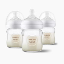 Avent Anti-Colic 3-Pack Natural Glass Baby Bottle, Wide Neck, 4 oz. - White/Multi